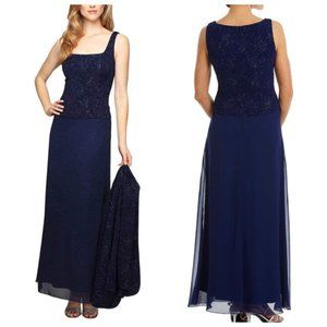 Alex Evenings Mandarin Collar Jacquard Knit Dress